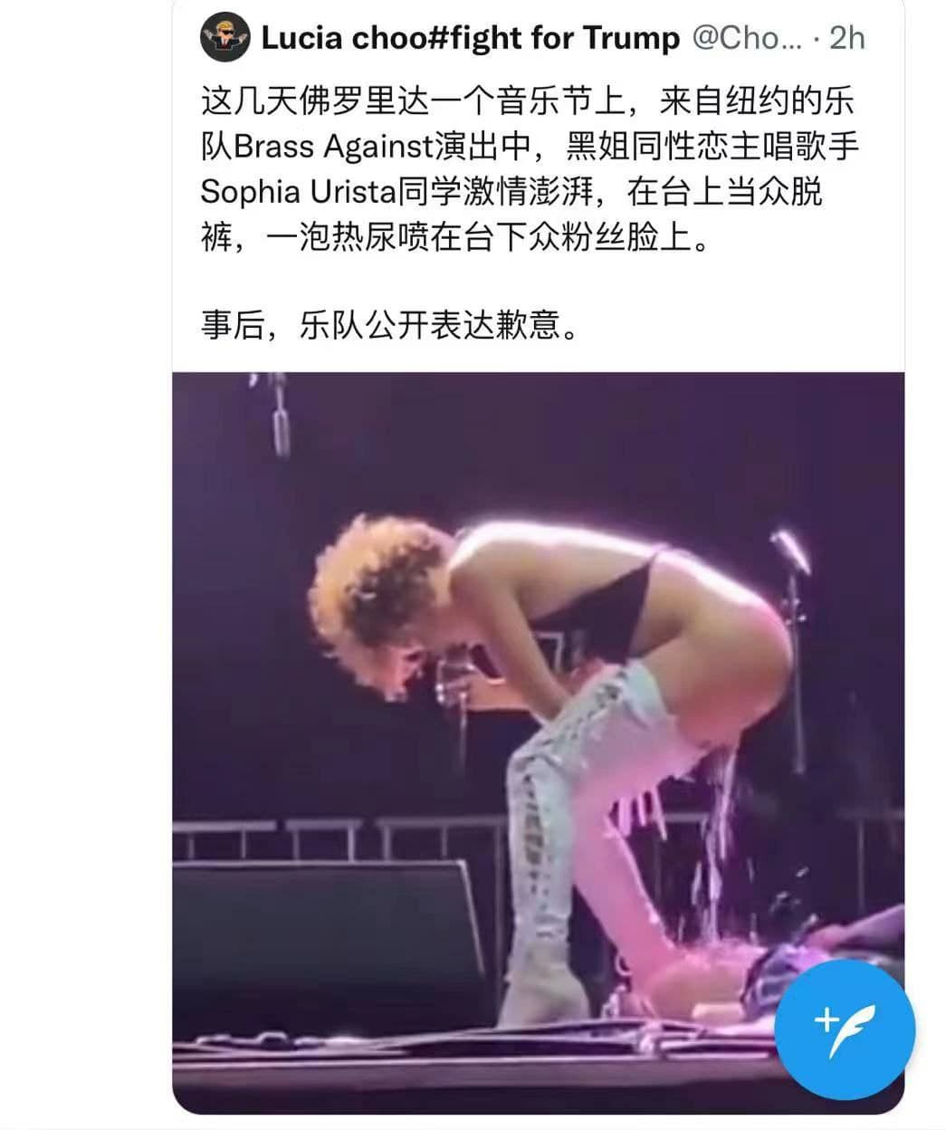 弗罗里达音乐节，黑姐歌手现场撒尿.jpg